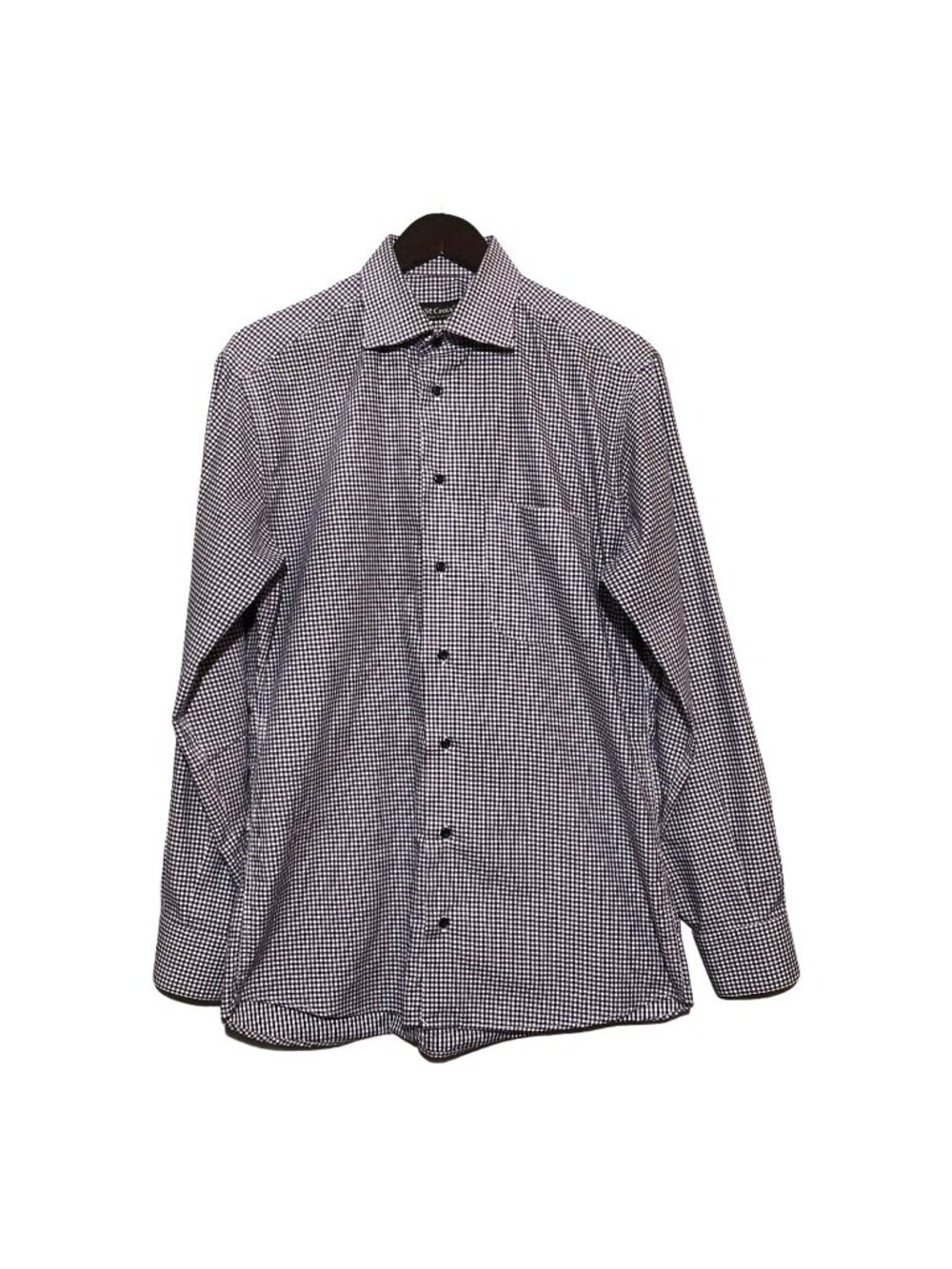 St Croix Dress Button Shirt Men Size M Purple Checkered Preppy Workwear Formal